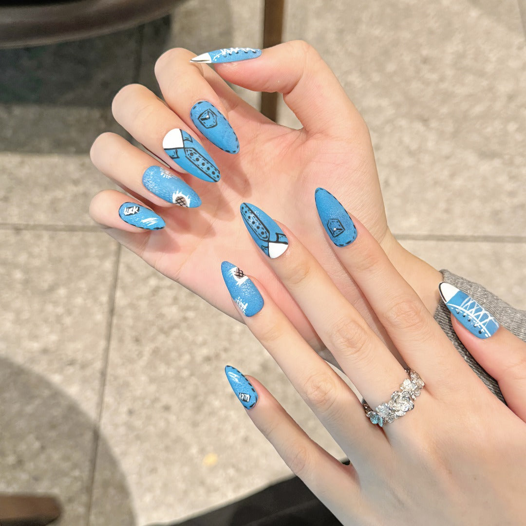 Blue Sneaker - themed Press - on Nails