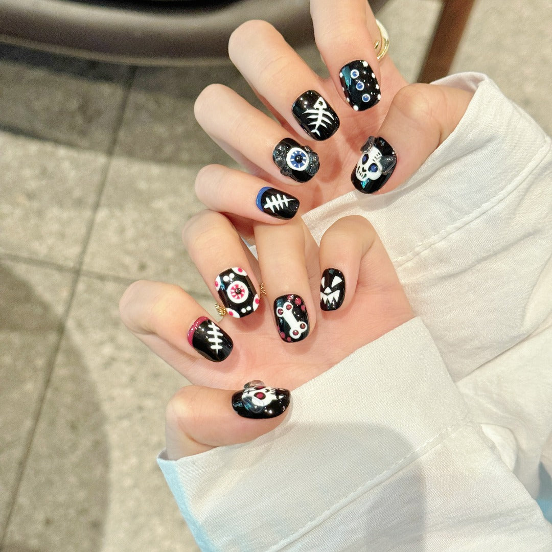 Halloween - themed Skull Bone Eye Press - on Nails