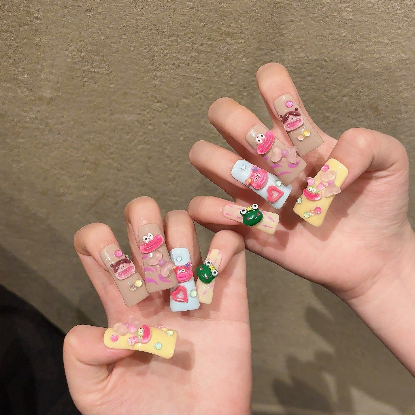 Colorful Cute Cartoon Press - on Nails