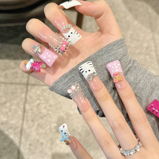 Cute Cartoon Charm Press - on Nails
