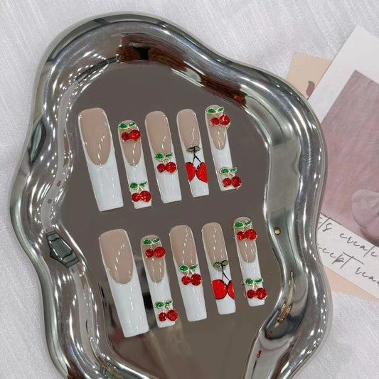 Cherry French Style Nails