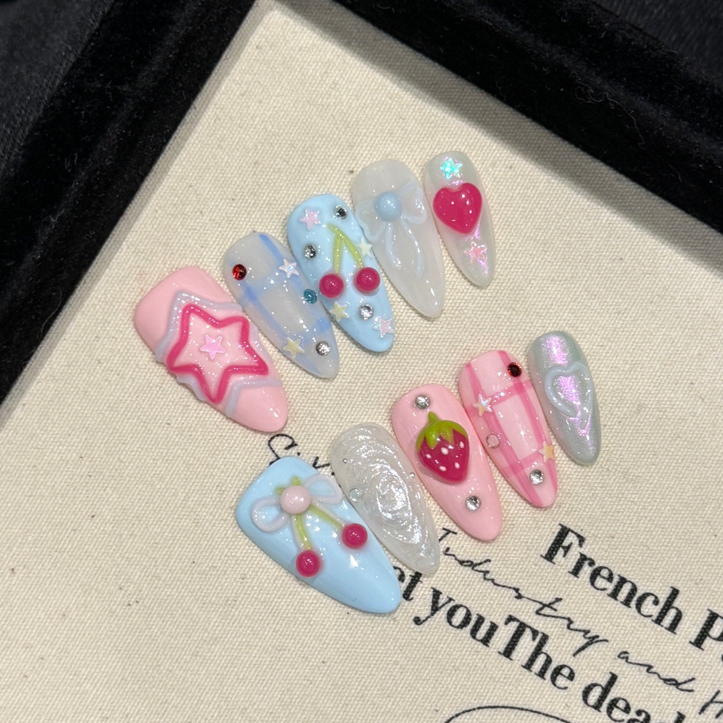 Colorful Sweet Cherry Star Strawberry Heart Press - on Nails