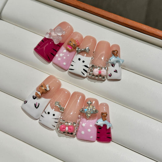 Cute Cartoon Charm Press - on Nails
