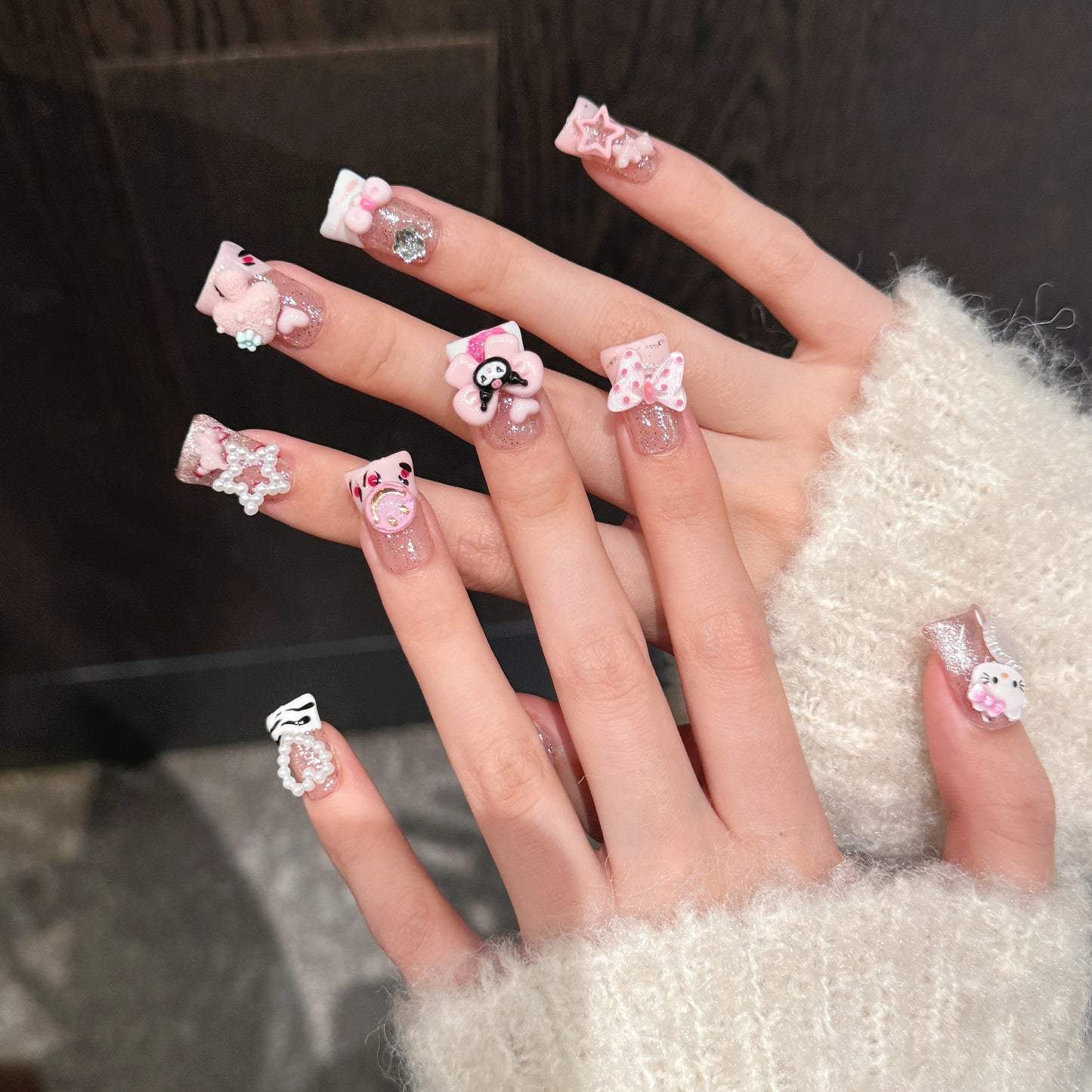 Pink Sweetheart Kawaii Press - on Nails