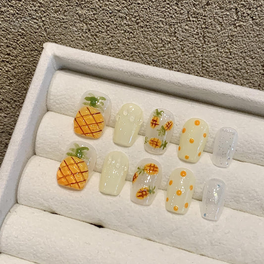 Cute Pineapple - themed Summer Press - on Nails
