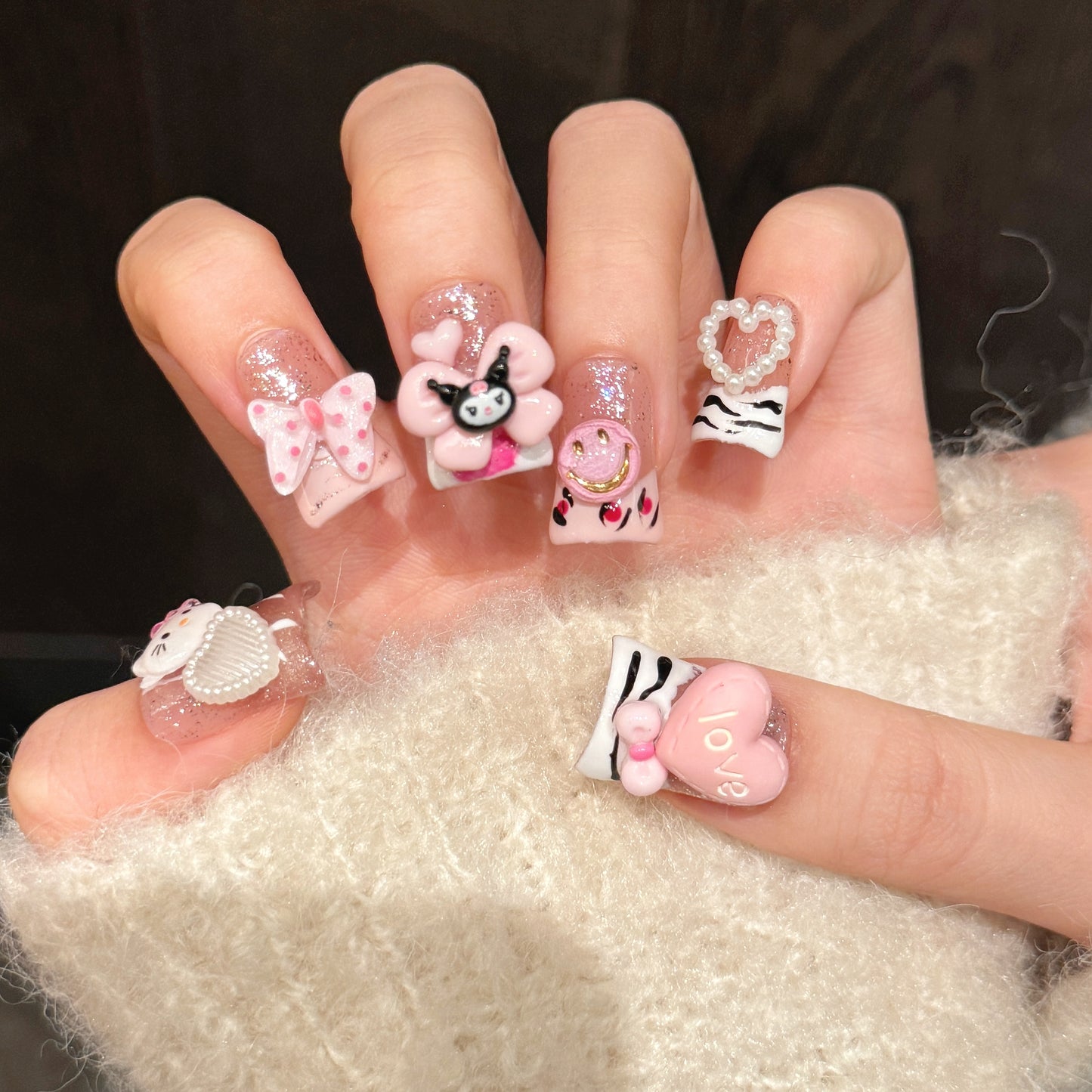 Pink Sweetheart Kawaii Press - on Nails