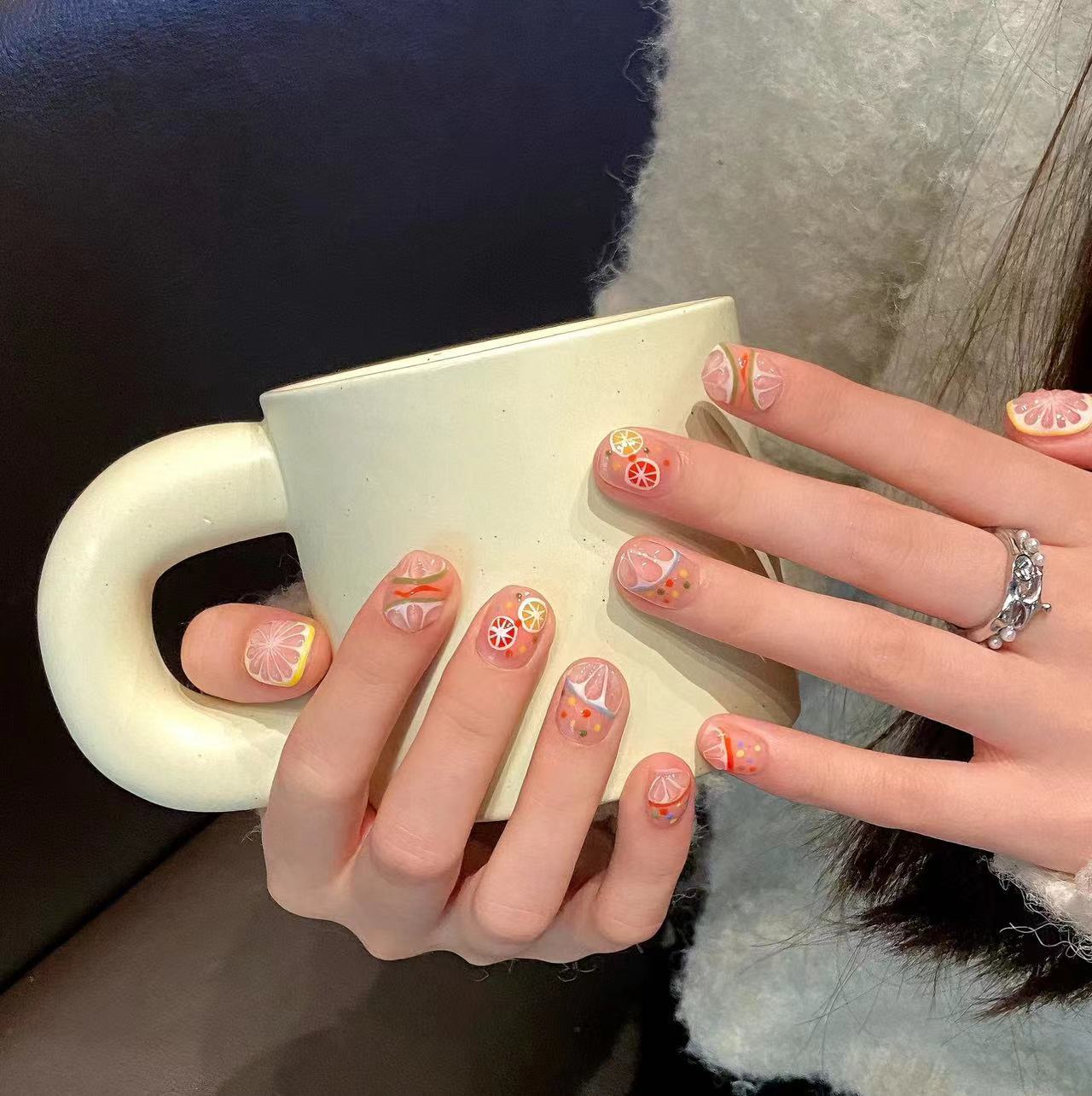 Summer Citrus - themed Press - on Nails