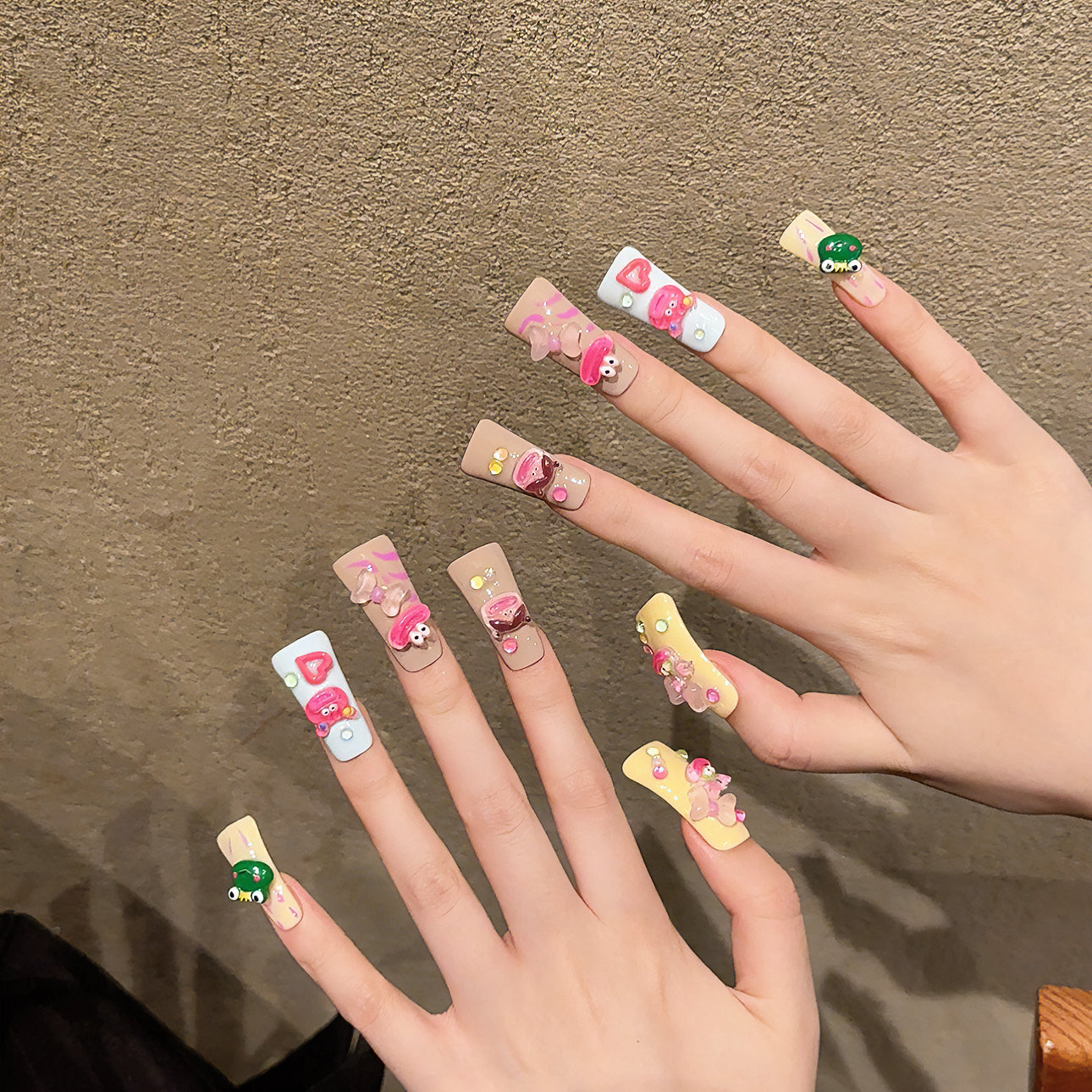 Colorful Cute Cartoon Press - on Nails