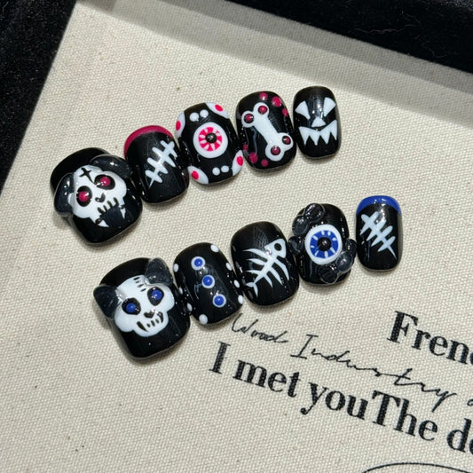 Halloween - themed Skull Bone Eye Press - on Nails