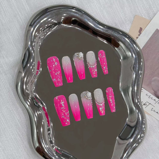 Pink Glitter Gradient Nails