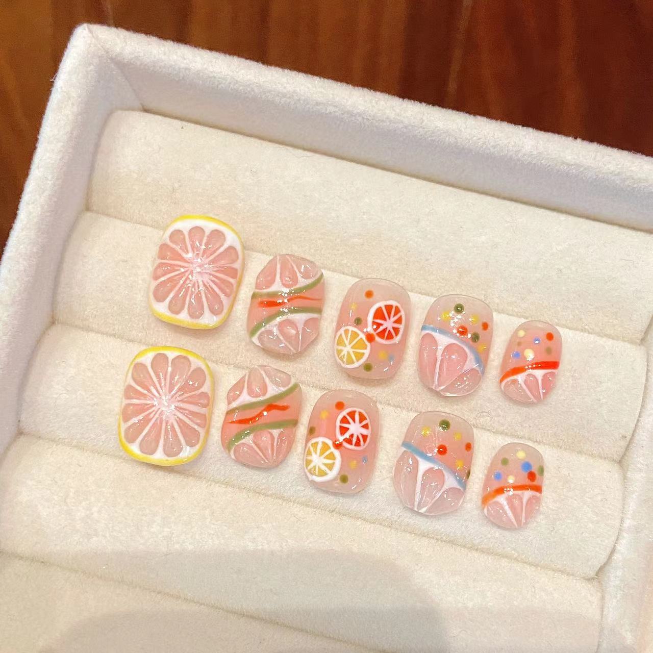 Summer Citrus - themed Press - on Nails