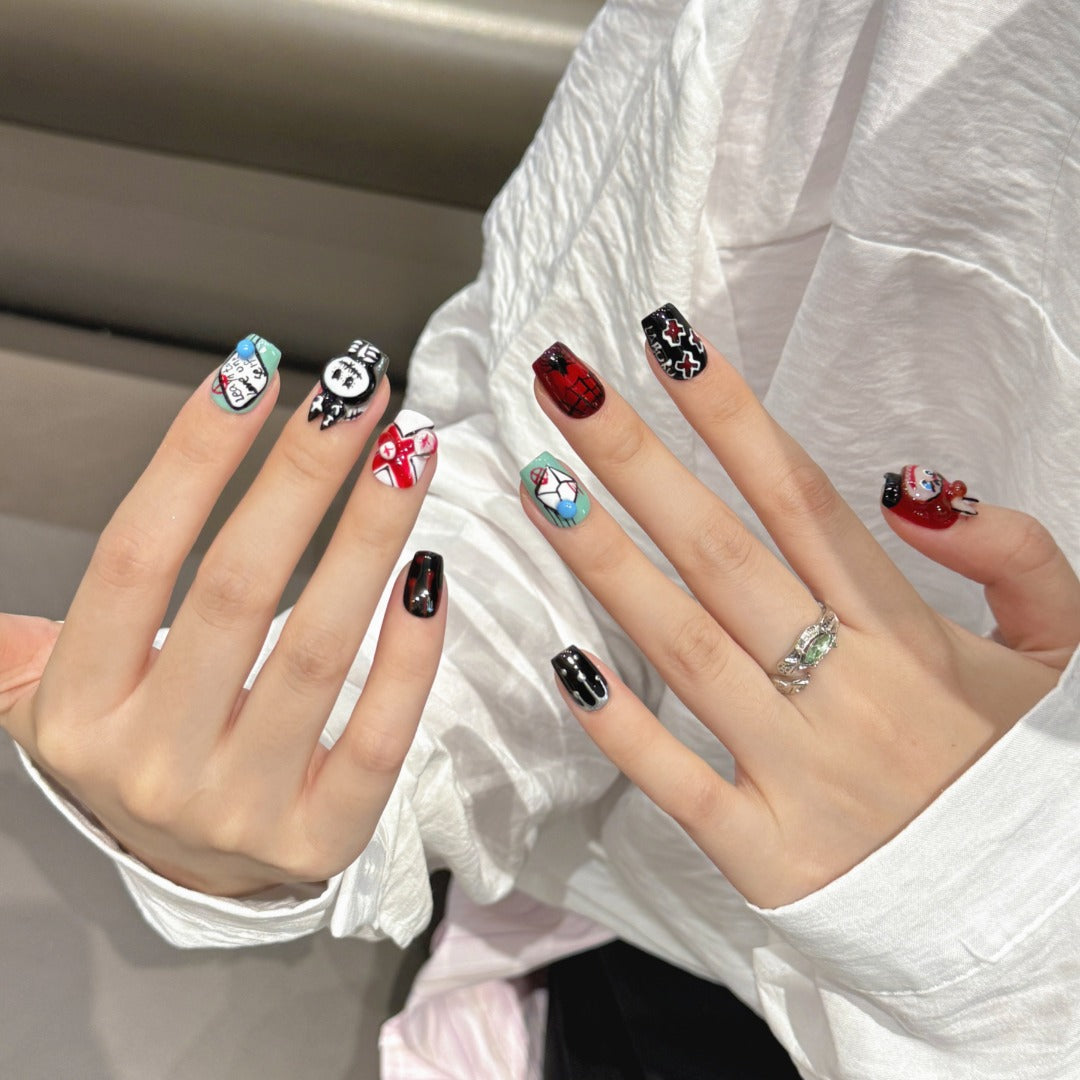 Unique Cartoon Dark - style Press - on Nails