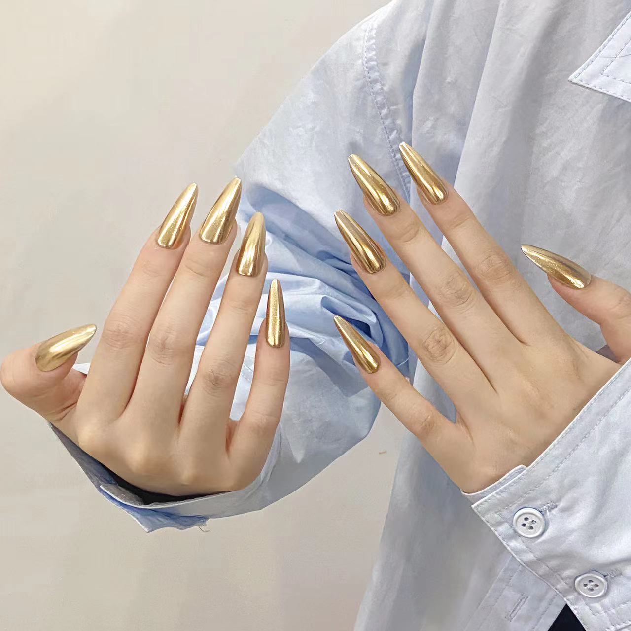 Golden Glam Nails