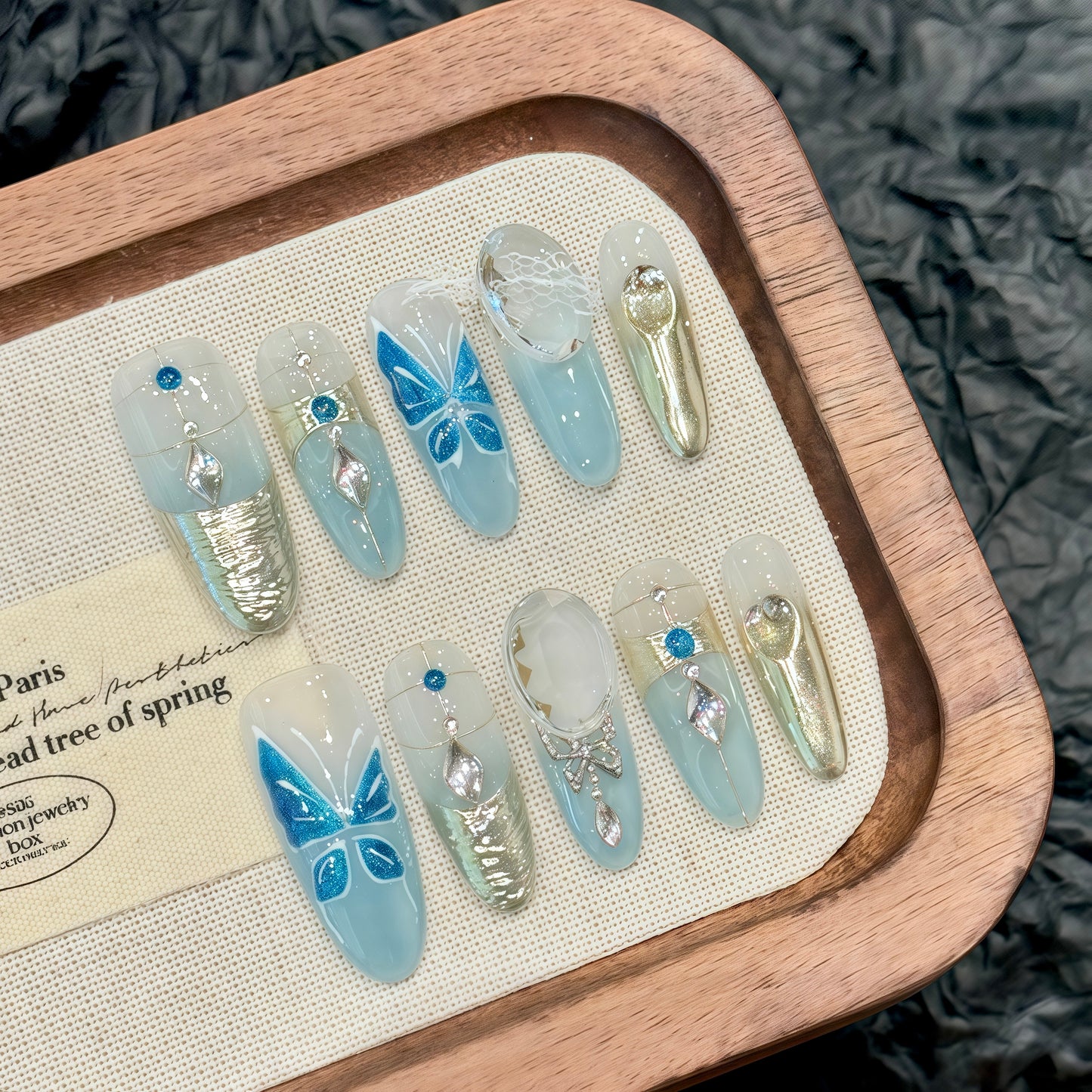 Ice - blue Butterfly Elegant Transparent Press - on Nails