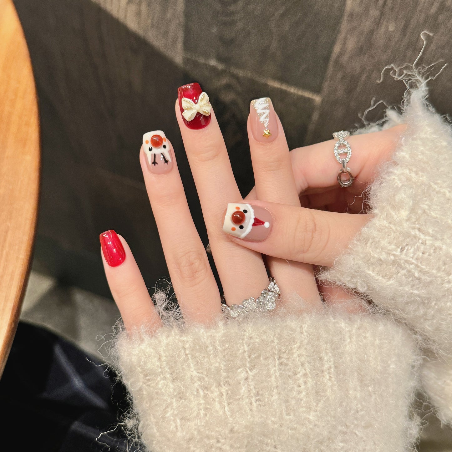 Christmas - themed Snowman Reindeer Press - on Nails