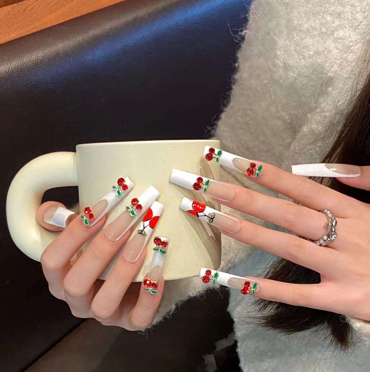 Cherry French Style Nails