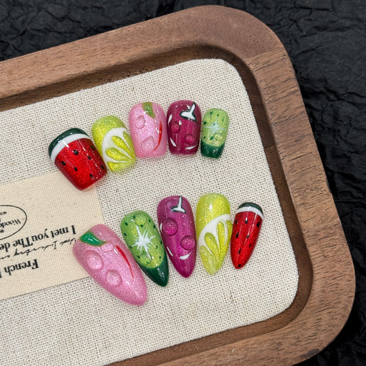 Colorful Fruit - themed Press - on Nails