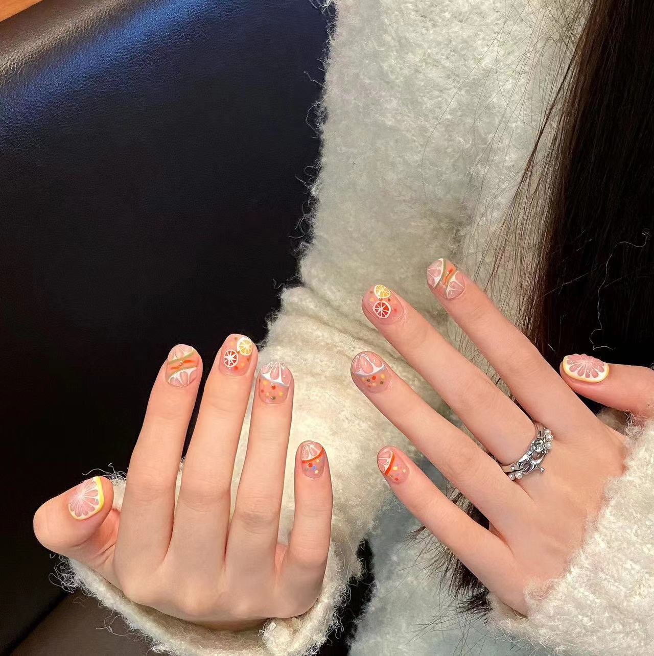 Summer Citrus - themed Press - on Nails