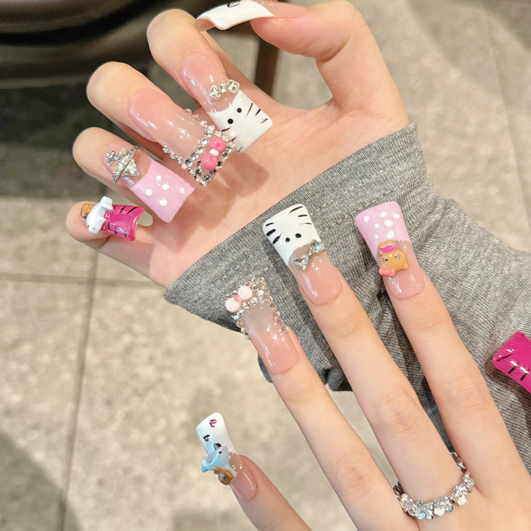 Cute Cartoon Charm Press - on Nails