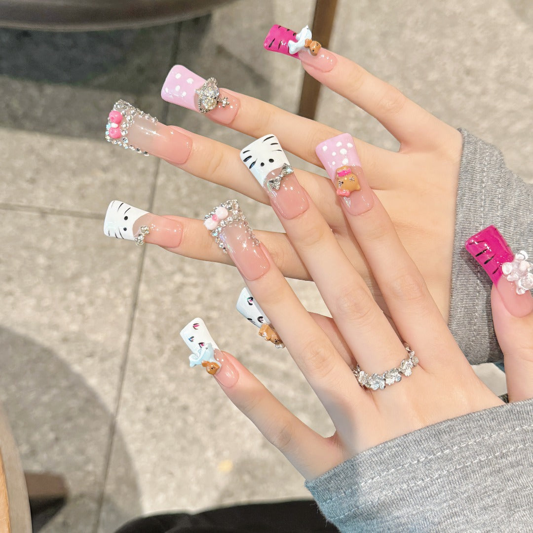 Cute Cartoon Charm Press - on Nails