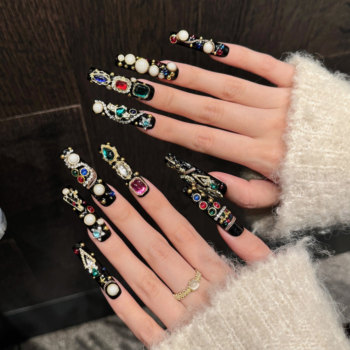 Black Gothic Gemstone Luxury Press - on Nails
