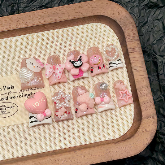 Pink Sweetheart Kawaii Press - on Nails