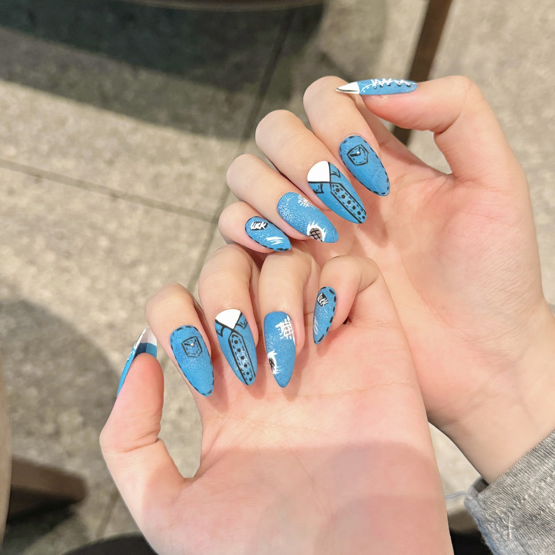 Blue Sneaker - themed Press - on Nails