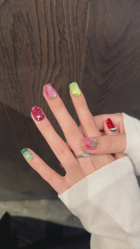 Colorful Fruit - themed Press - on Nails