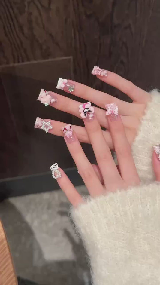 Pink Sweetheart Kawaii Press - on Nails