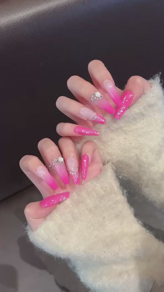 Pink Glitter Gradient Nails