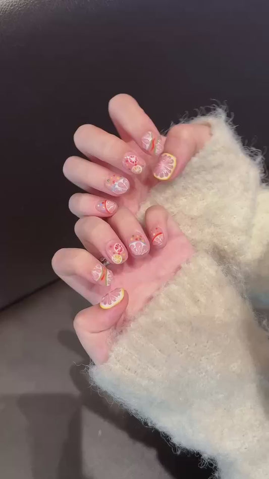 Summer Citrus - themed Press - on Nails