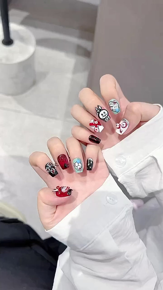 Unique Cartoon Dark - style Press - on Nails